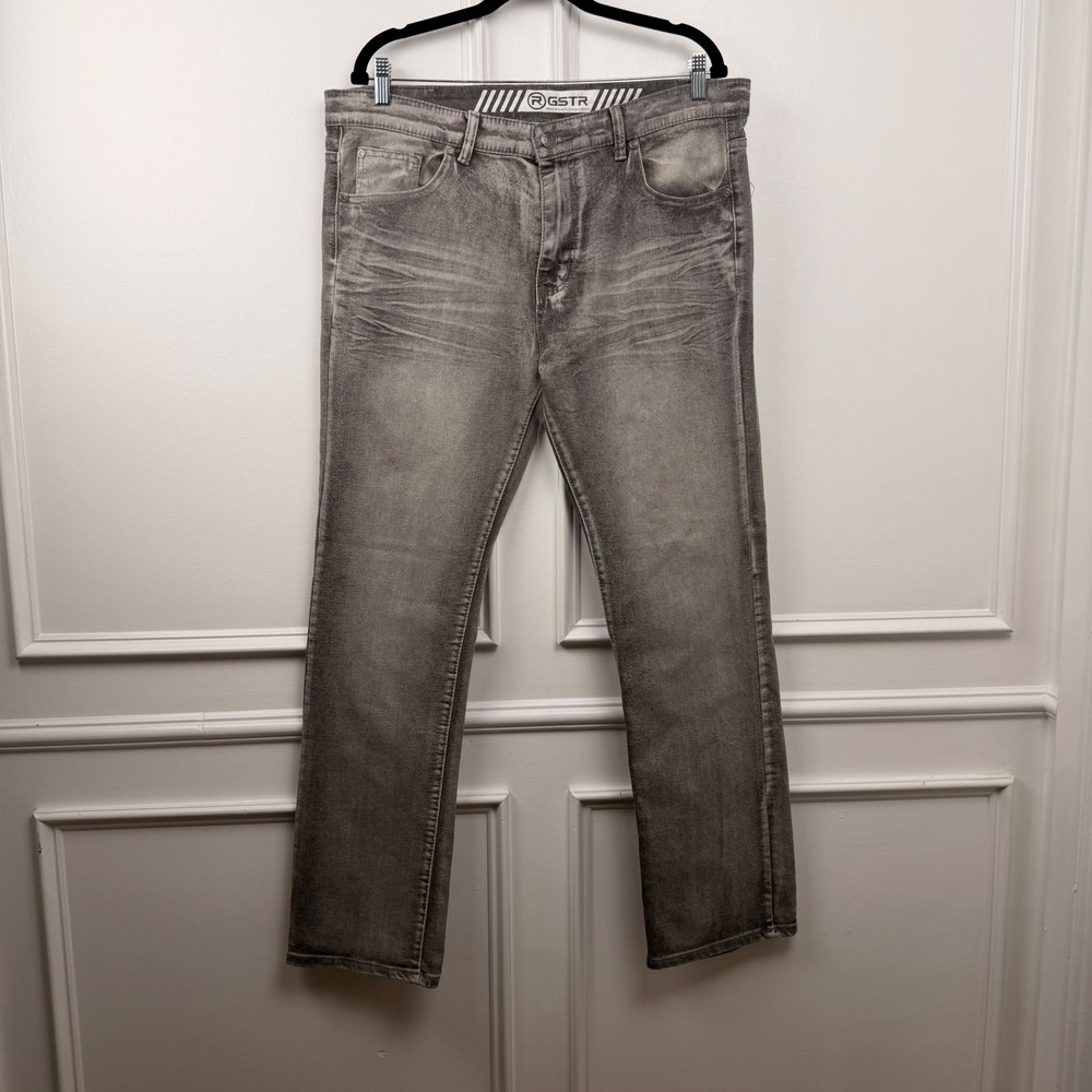 RGSTR Mens Grey Acid Wash Straight Leg Stretch Denim Jeans Size 36 RN 162282